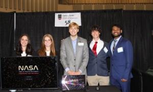 Picture 1: Connor Morris Mechanical Engineering ‘25 and Venn Reddy Computer Science ‘25(Left to right) Picture 2 group: Warner Johnson, Zoe Wagner,Connor Morris, Dylan Carter,and Venn Reddy  NASA