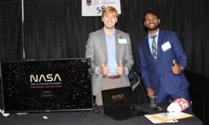 Picture 1: Connor Morris Mechanical Engineering ‘25 and Venn Reddy Computer Science ‘25(Left to right) Picture 2 group: Warner Johnson, Zoe Wagner,Connor Morris, Dylan Carter,and Venn Reddy  NASA