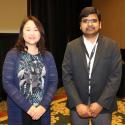 Hea Jin Park, left, and Ramviyas Parasuraman received this year's CURO Research Mentoring Award. (Photo by Stephanie Schupska)